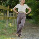 Pantalon Tino - Double gaze de coton prune