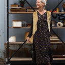 Robe Edmée — Viscose noire à pois mordorés
