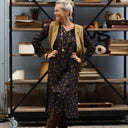 Robe Edmée — Viscose noire à pois mordorés
