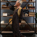 Robe Edmée — Viscose noire à pois mordorés