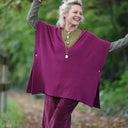 Poncho Erel — maille douce bougainvillier