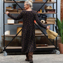 Robe Edmée — Viscose noire à pois mordorés
