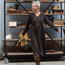 Robe Edmée — Viscose noire à pois mordorés