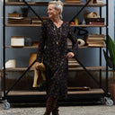 Robe Edmée — Viscose noire à pois mordorés
