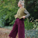 Jupe culotte Margot velours côtelé stretch lie de vin