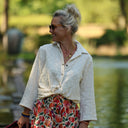 Blouse Lueur — Double gaze de coton brodée ivoire