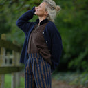 Gilet col rond Armance — mohair bleu lumineux