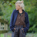 Gilet col rond Armance — mohair bleu lumineux