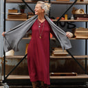 Robe Edmée — Double gaze de coton lie-de-vin