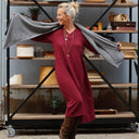 Robe Edmée — Double gaze de coton lie-de-vin