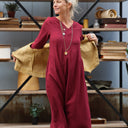 Robe Edmée — Double gaze de coton lie-de-vin