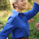 Blouse Lueur — Double gaze de coton bleu majorelle
