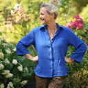 Blouse Lueur — Double gaze de coton bleu majorelle