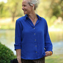 Blouse Lueur — Double gaze de coton bleu majorelle