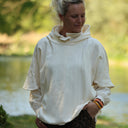 Flavie – Surchemise à capuche – Piqué de coton ivoire