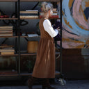 Robe Pauline — Velours côtelé camel