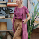 Robe Pauline — Velours côtelé framboise