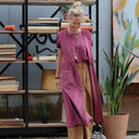 Robe Pauline — Velours côtelé framboise
