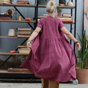 Robe Pauline — Velours côtelé framboise
