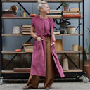 Robe Pauline — Velours côtelé framboise