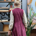 Robe Pauline — Velours côtelé framboise