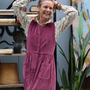 Robe Pauline — Velours côtelé framboise