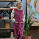 Robe Pauline — Velours côtelé framboise