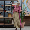 Robe Pauline — Velours côtelé framboise