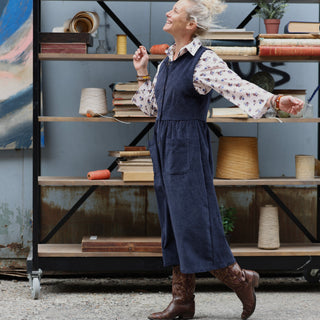 Robe Pauline — Velours côtelé marine