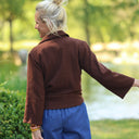 Blouse Lueur — Double gaze de coton brodée chocolat