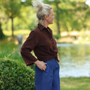 Blouse Lueur — Double gaze de coton brodée chocolat