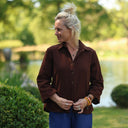 Blouse Lueur — Double gaze de coton brodée chocolat