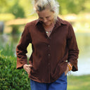 Blouse Lueur — Double gaze de coton brodée chocolat
