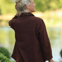 Blouse Lueur — Double gaze de coton brodée chocolat
