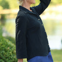 Blouse Lueur — Double gaze de coton brodée noire