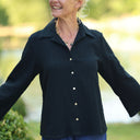 Blouse Lueur — Double gaze de coton brodée noire