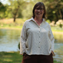 Blouse Lueur — Double gaze de coton brodée ivoire