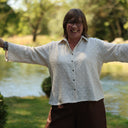 Blouse Lueur — Double gaze de coton brodée ivoire
