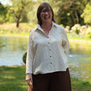 Blouse Lueur — Double gaze de coton brodée ivoire