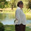 Blouse Lueur — Double gaze de coton brodée ivoire