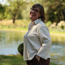 Blouse Lueur — Double gaze de coton brodée ivoire