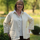 Blouse Lueur — Double gaze de coton brodée ivoire