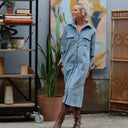 Robe Reine — Velours milleraie bleu nuage