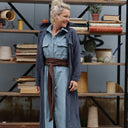 Robe Reine — Velours milleraie bleu nuage