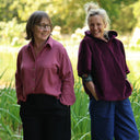 Blouse Lueur — Double gaze de coton brodée framboise
