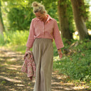 Blouse Lueur — Double gaze de coton brodée rose boisé
