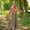 Blouse Lueur — Double gaze de coton brodée rose boisé