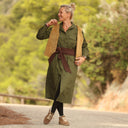 Robe Reine — Toile de coton vert sous-bois