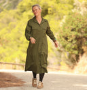 Robe Reine — Toile de coton vert sous-bois