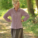 Blouse Émilie – Double gaze de coton prune givrée